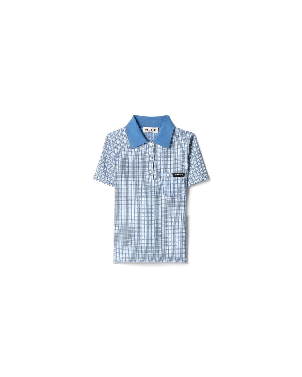 Miu Miu Blue Cashmere And Silk Polo Shirt