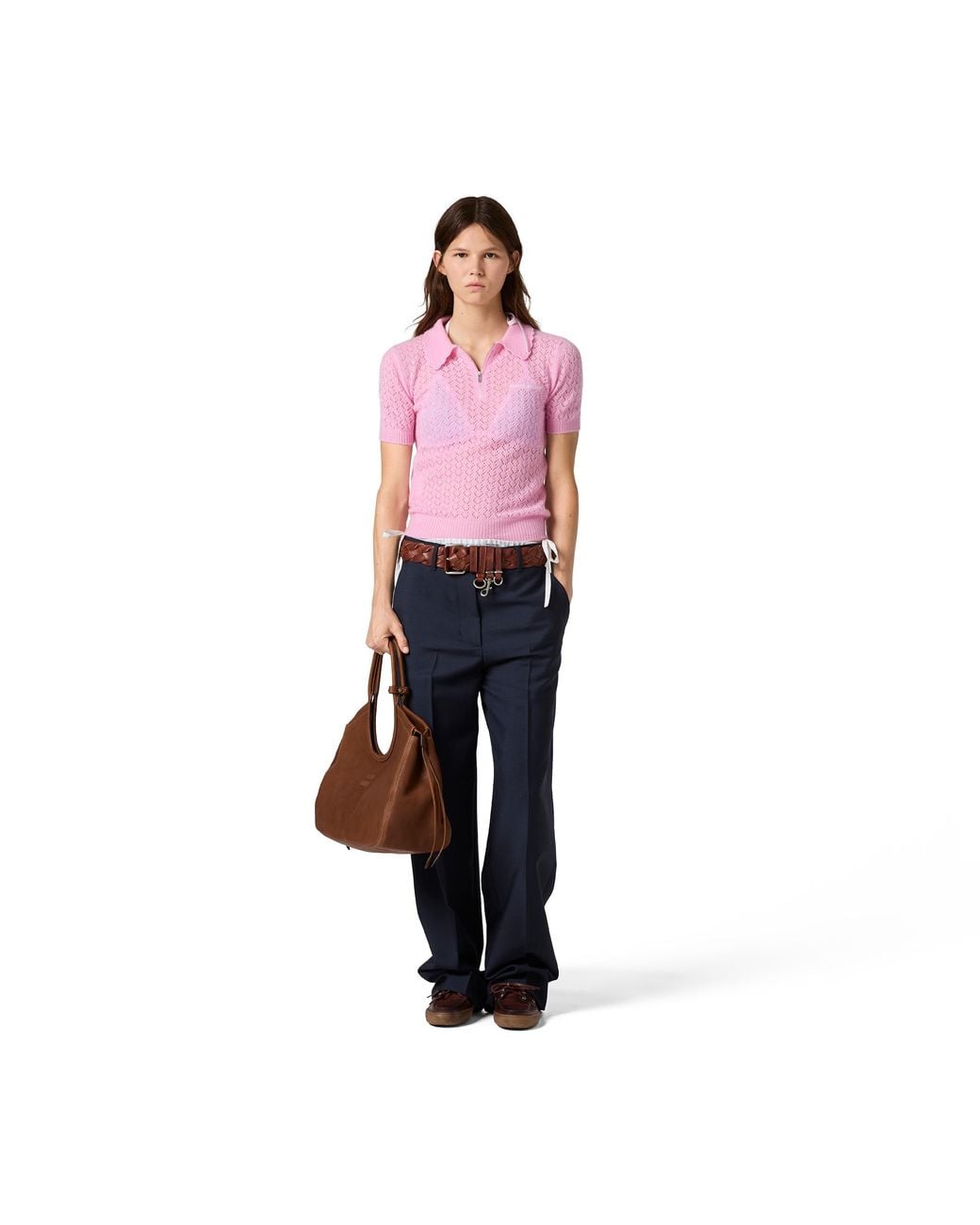 Miu Miu Pink Cashmere And Silk Polo Shirt
