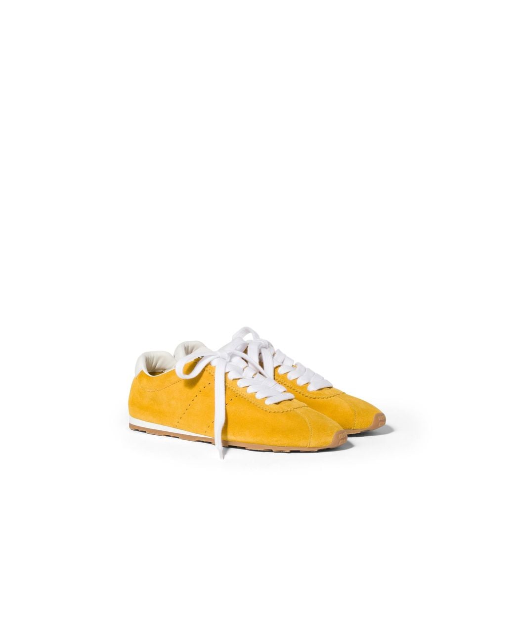 Miu Miu Yellow Plume Suede Sneakers