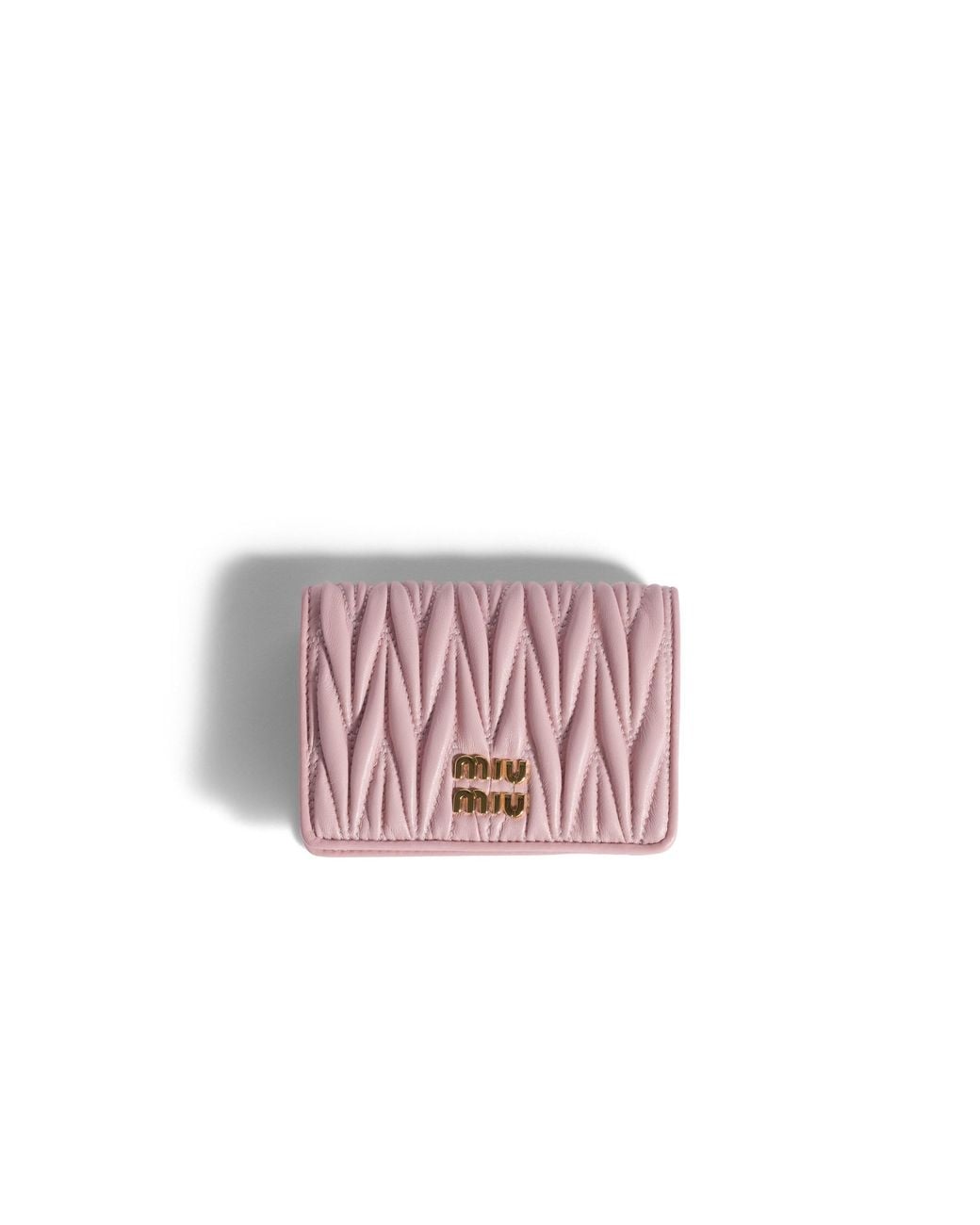 Miu Miu Pink Small Matelassé Nappa Leather Wallet
