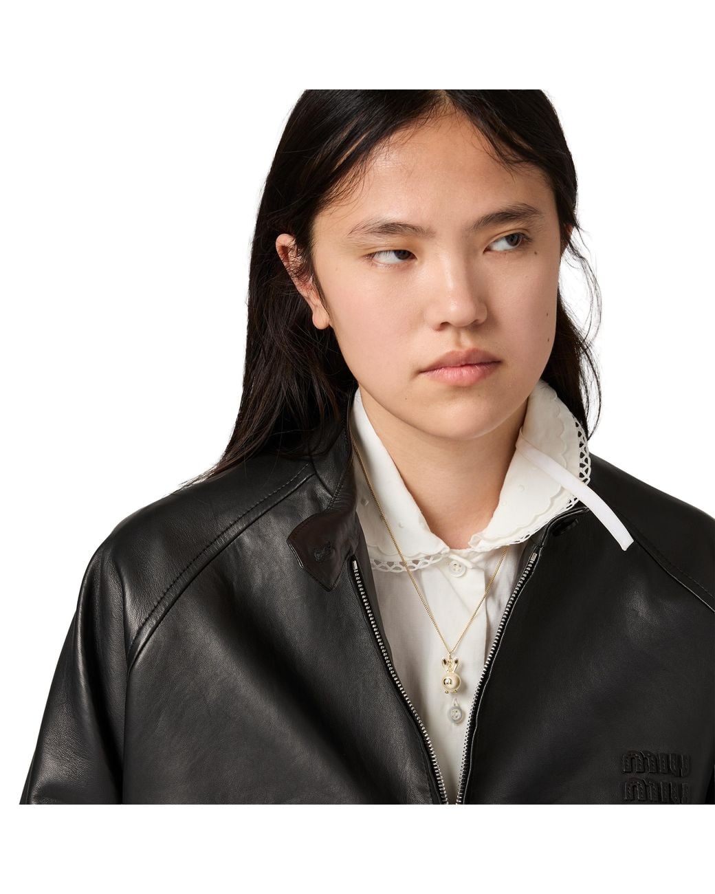 Miu Miu White Metal Necklace With Pendant
