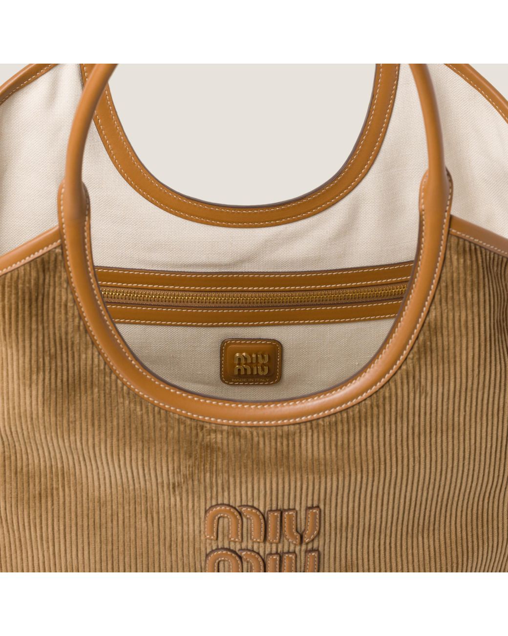 MiuMiu＊IVY corduroy shopping bag ショッピングバッグ＊送料込 MiuMiu直営店】送料込 IVY コーデュロイ ショッピングバッグ