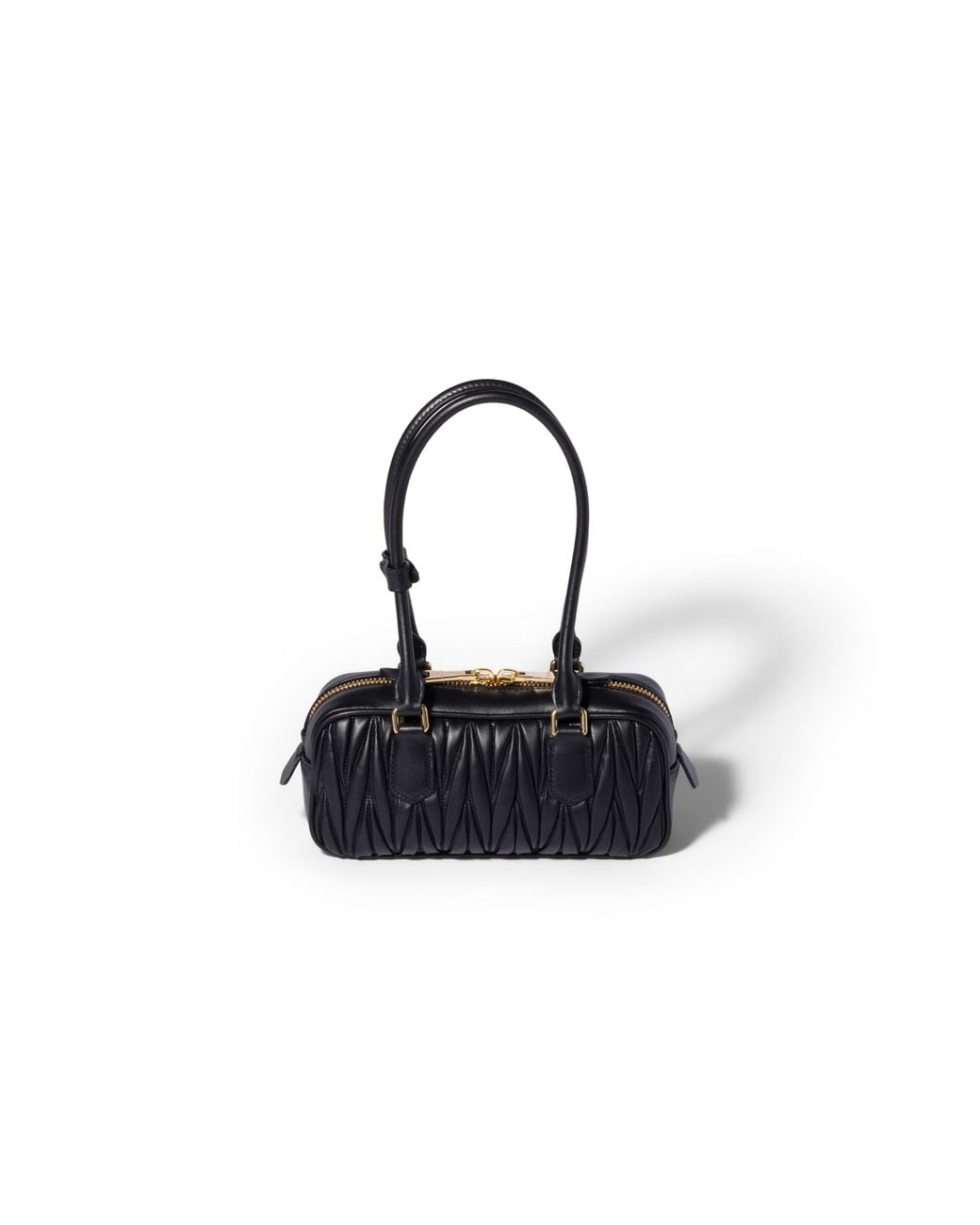 Miu Miu Black Arcadie Matelassé Nappa Leather Bag