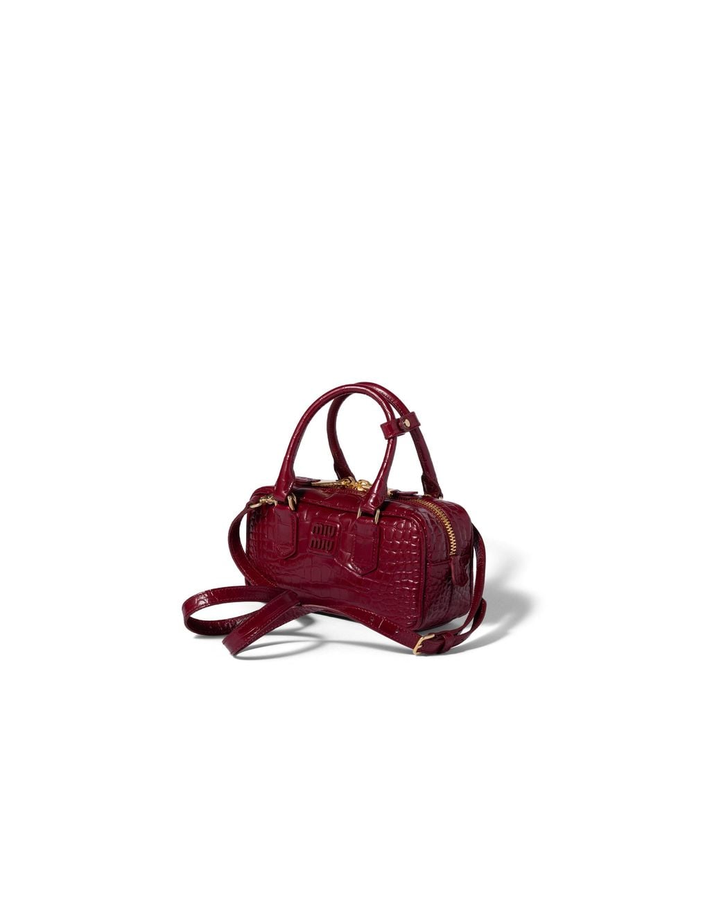 Miu Miu Red Arcadie Crocodile Embossed Calfskin Bag