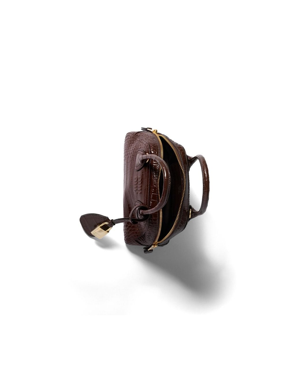 Miu Miu Brown Vivant Crocodile Embossed Calfskin Mini-Bag