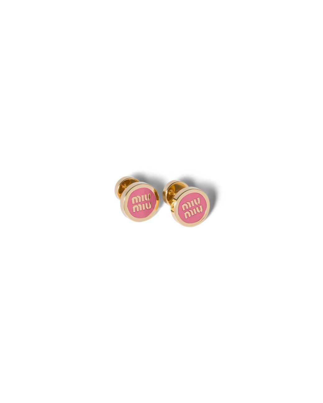 Miu Miu Pink Enameled Metal Earrings