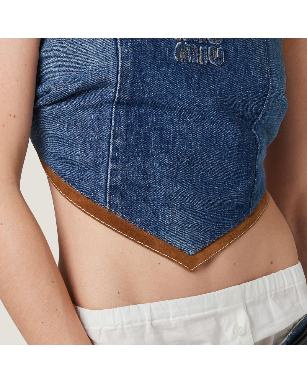 ☆Miu Miu☆デニムクロップトップ☆SALE中 miu-miu-Navy-Denim-Hanky-Hem-