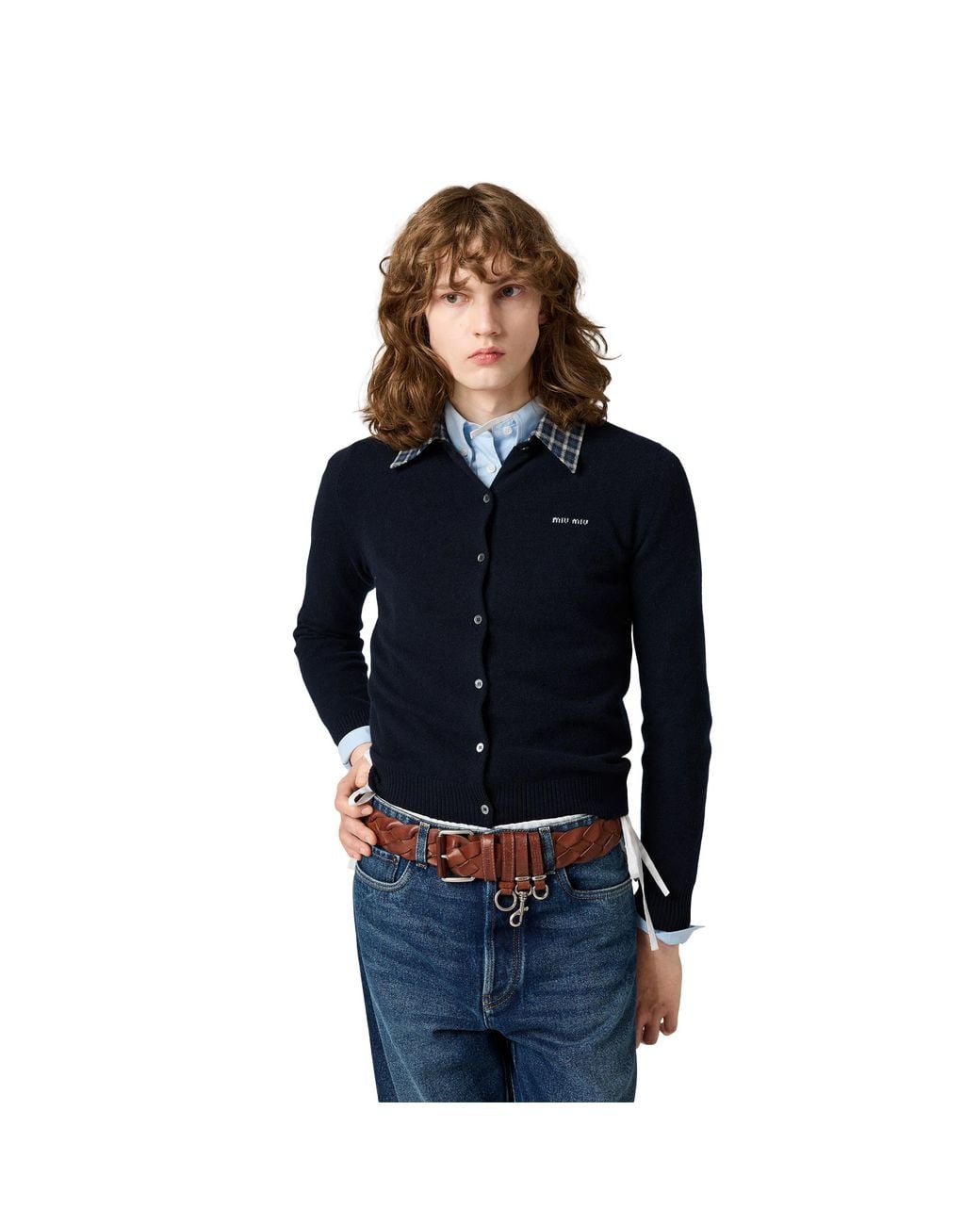 Miu Miu Blue Cashmere Cardigan