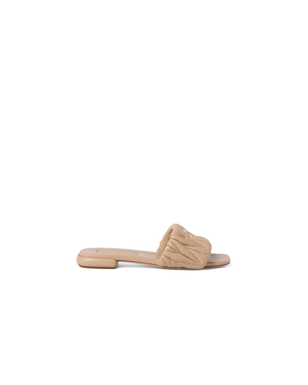 Miu Miu Natural Matelassé Nappa Leather Slides