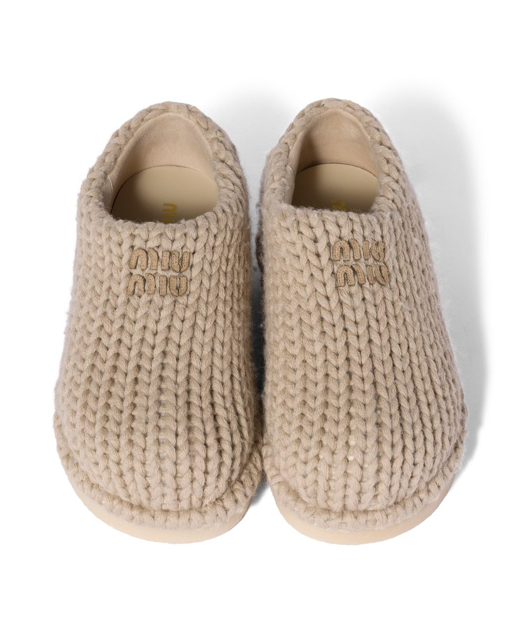 Miu Miu Natural Knit Mules