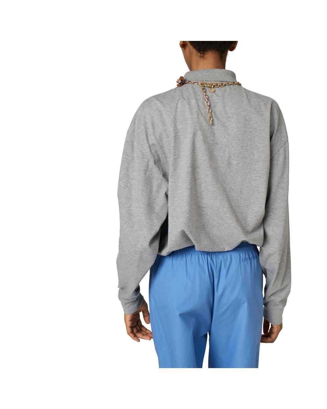 Miu Miu Gray Jersey Polo Shirt