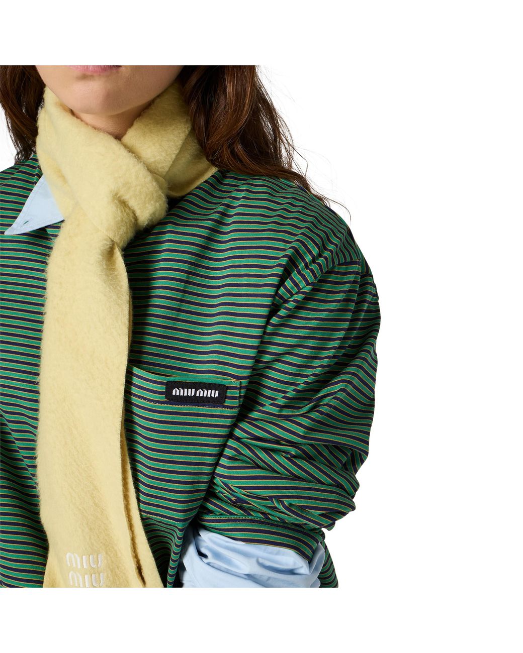 Miu Miu Green Striped Jersey T-Shirt