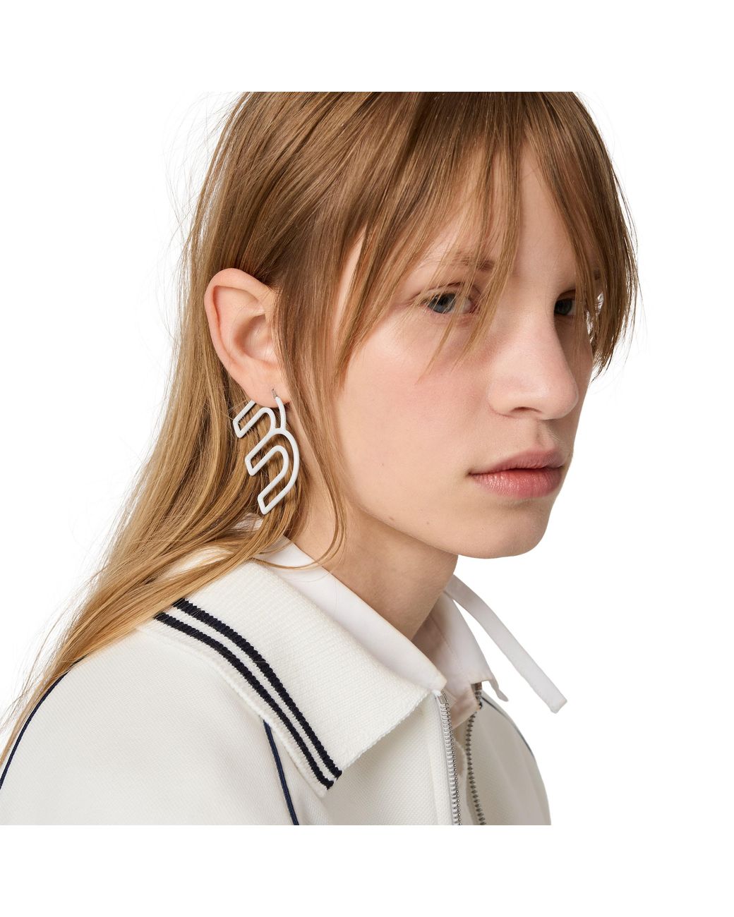 Miu Miu White Single Metal Earring