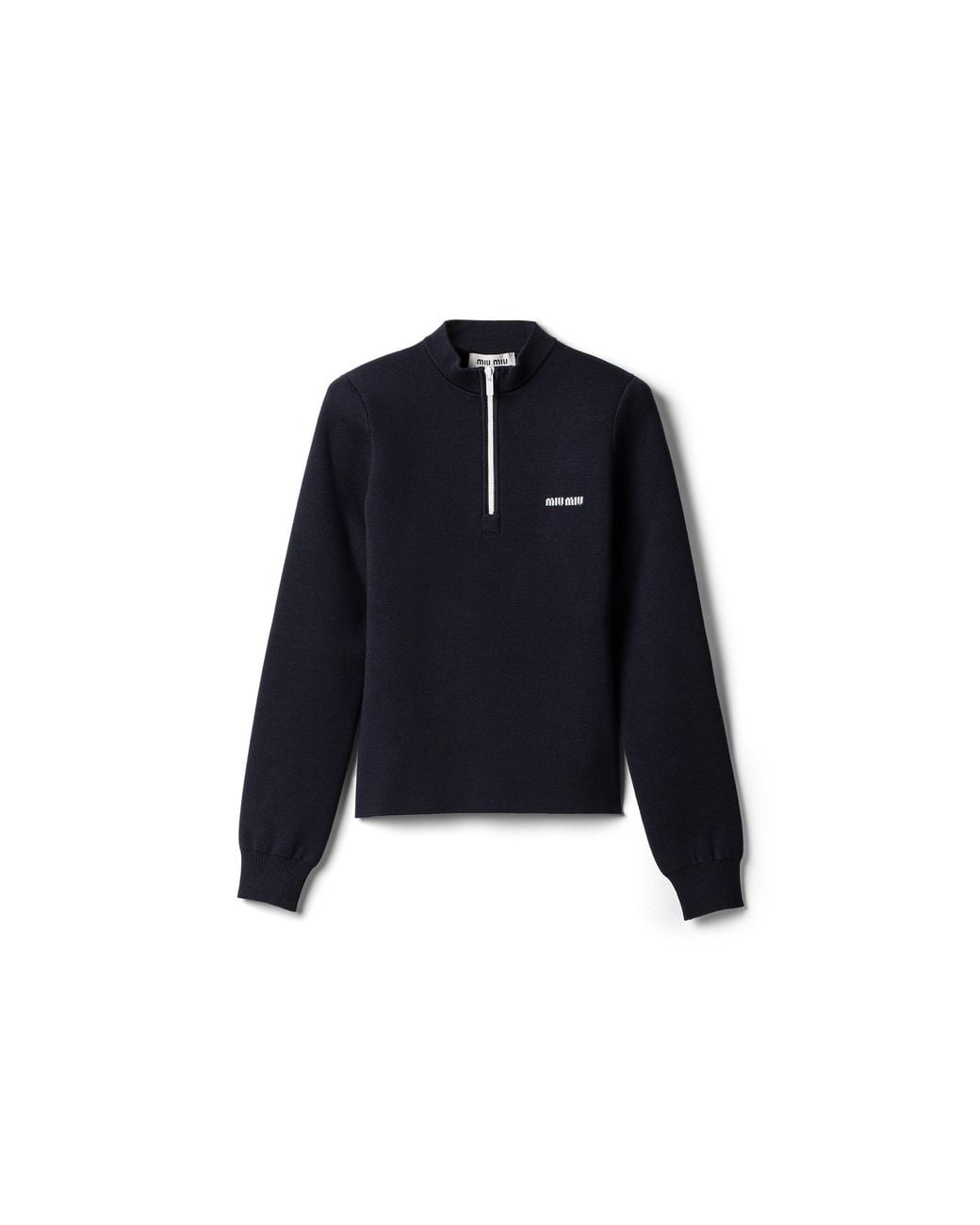 Miu Miu Blue Wool Half-Zipper Sweater