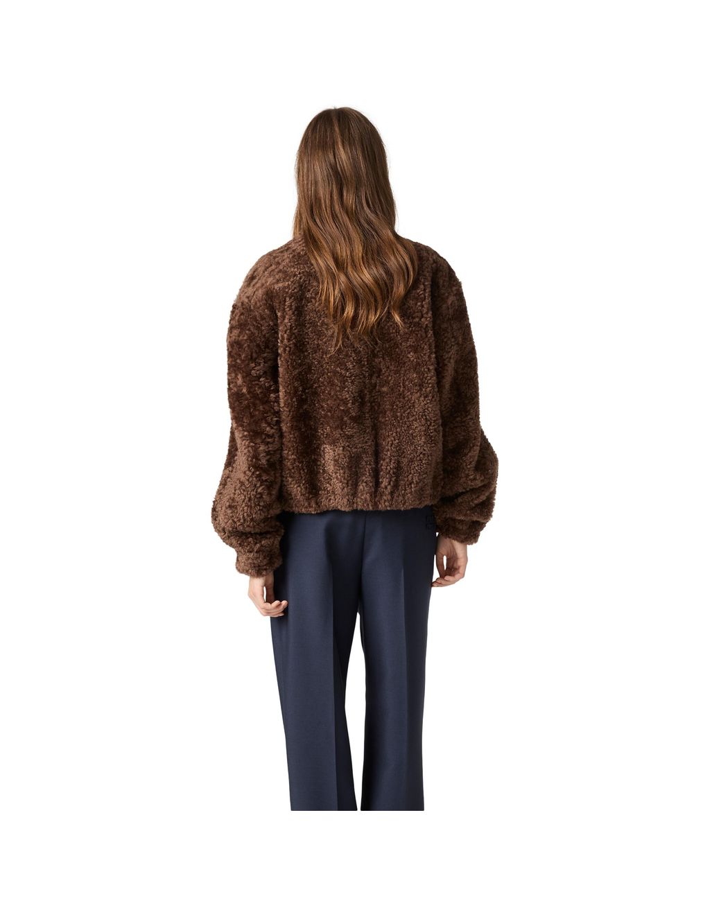 Miu Miu Brown Shearling Blouson Jacket