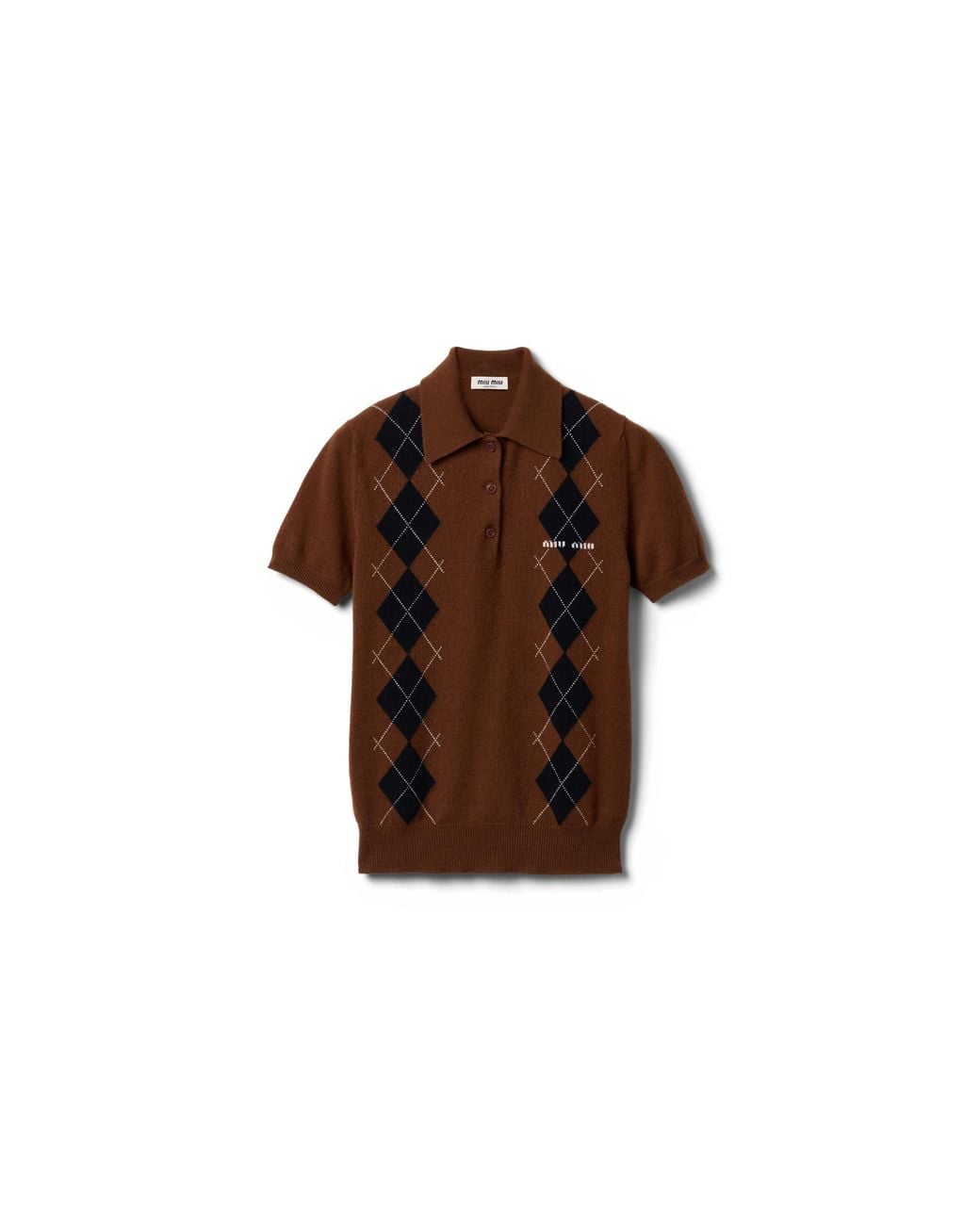 Miu Miu Brown Cashmere Knit Polo Shirt