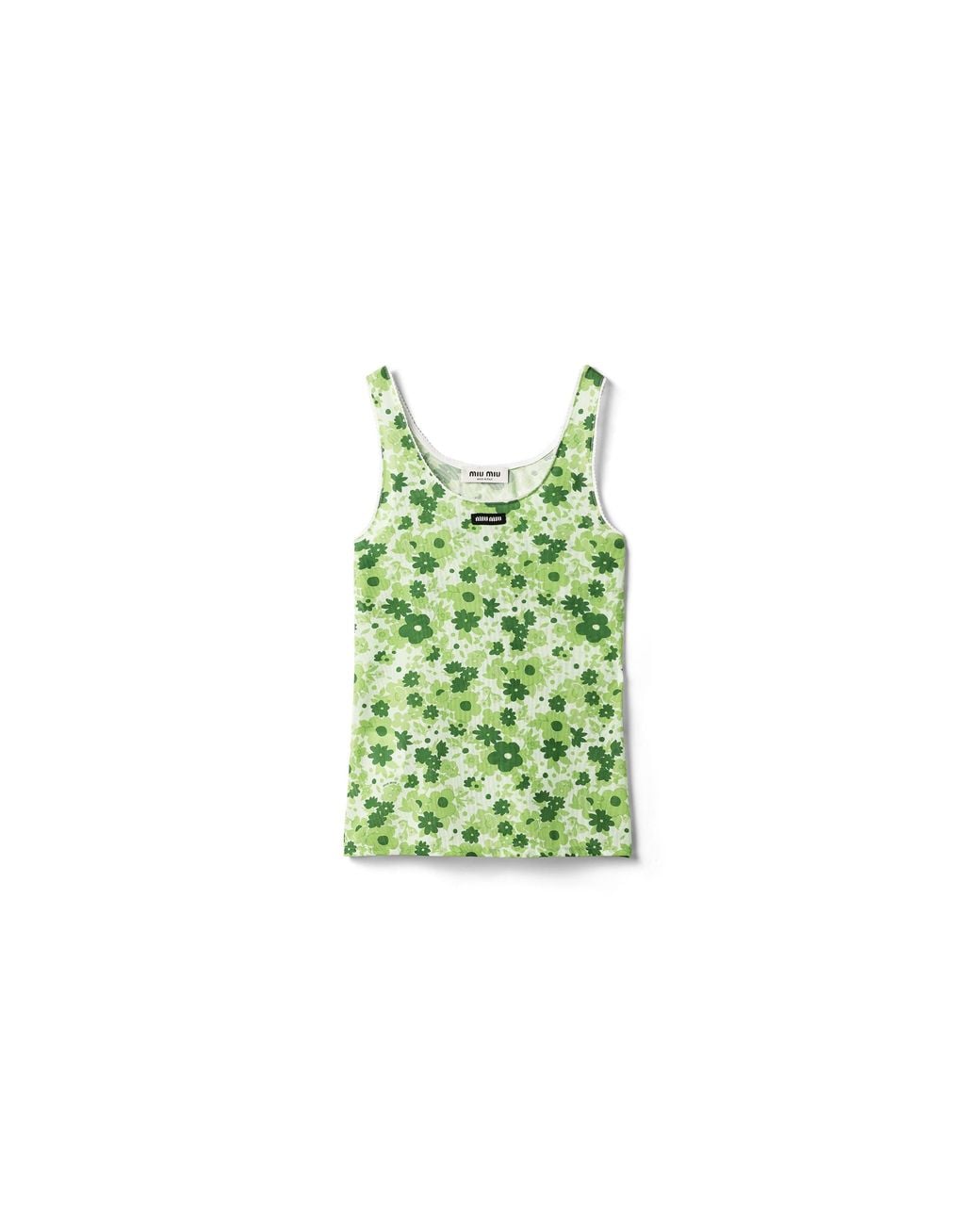 Miu Miu Green Stretch Fabric Tank Top