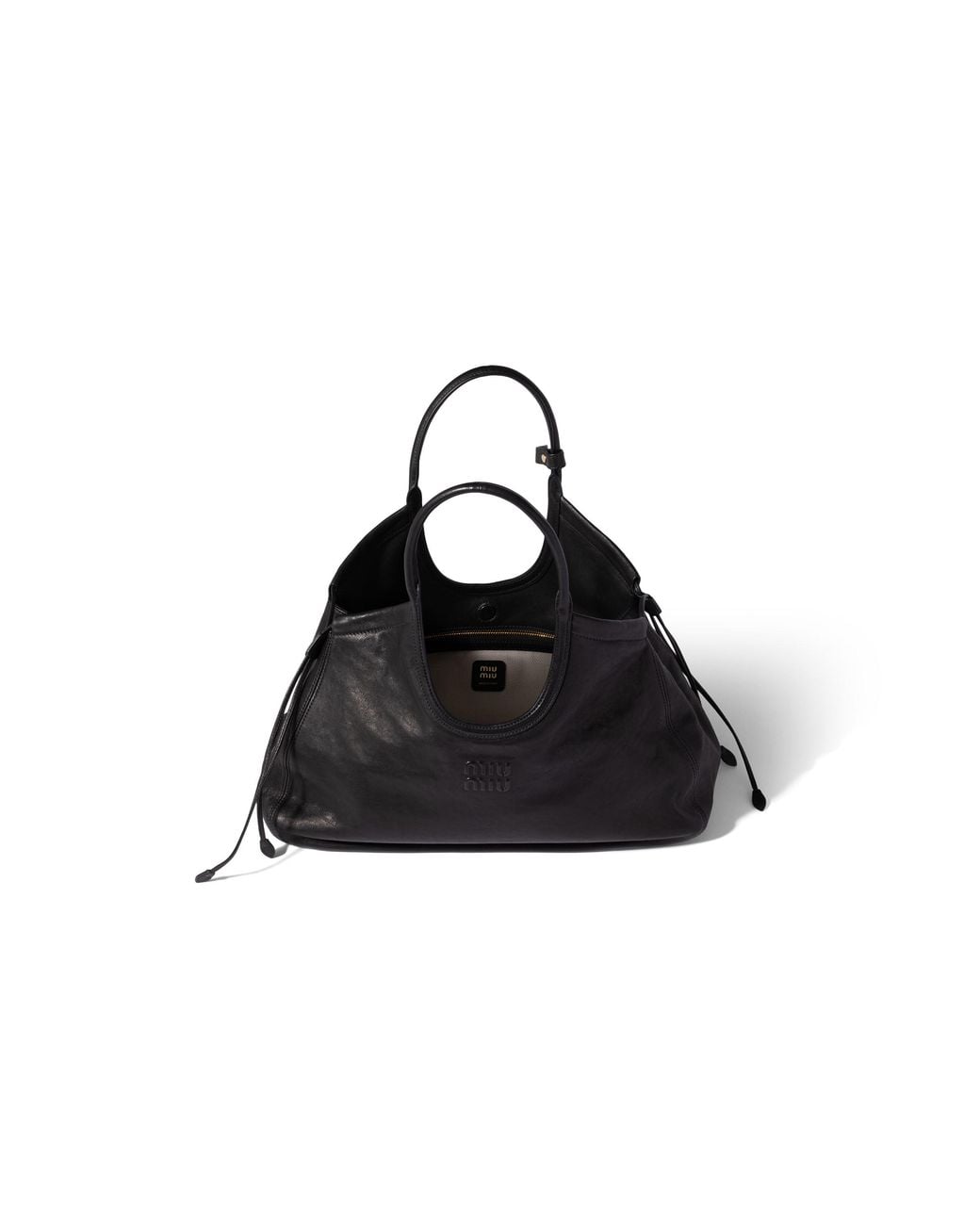Miu Miu Black Ivy Nappa Leather Shopping Bag