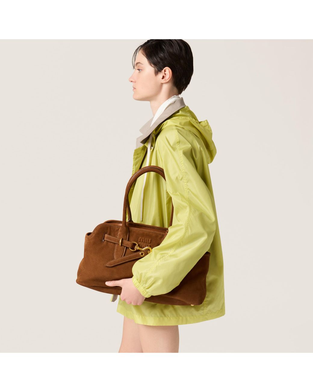 Miu Miu Aventure Suede Bag in Brown | Lyst