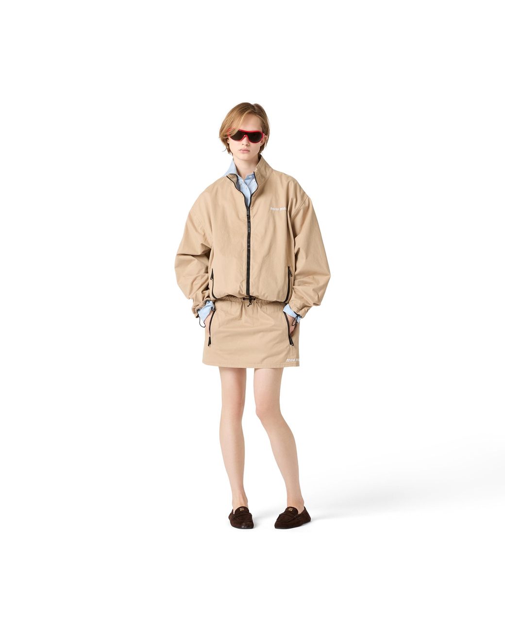 Miu Miu Natural Washed Gabardine Blouson Jacket