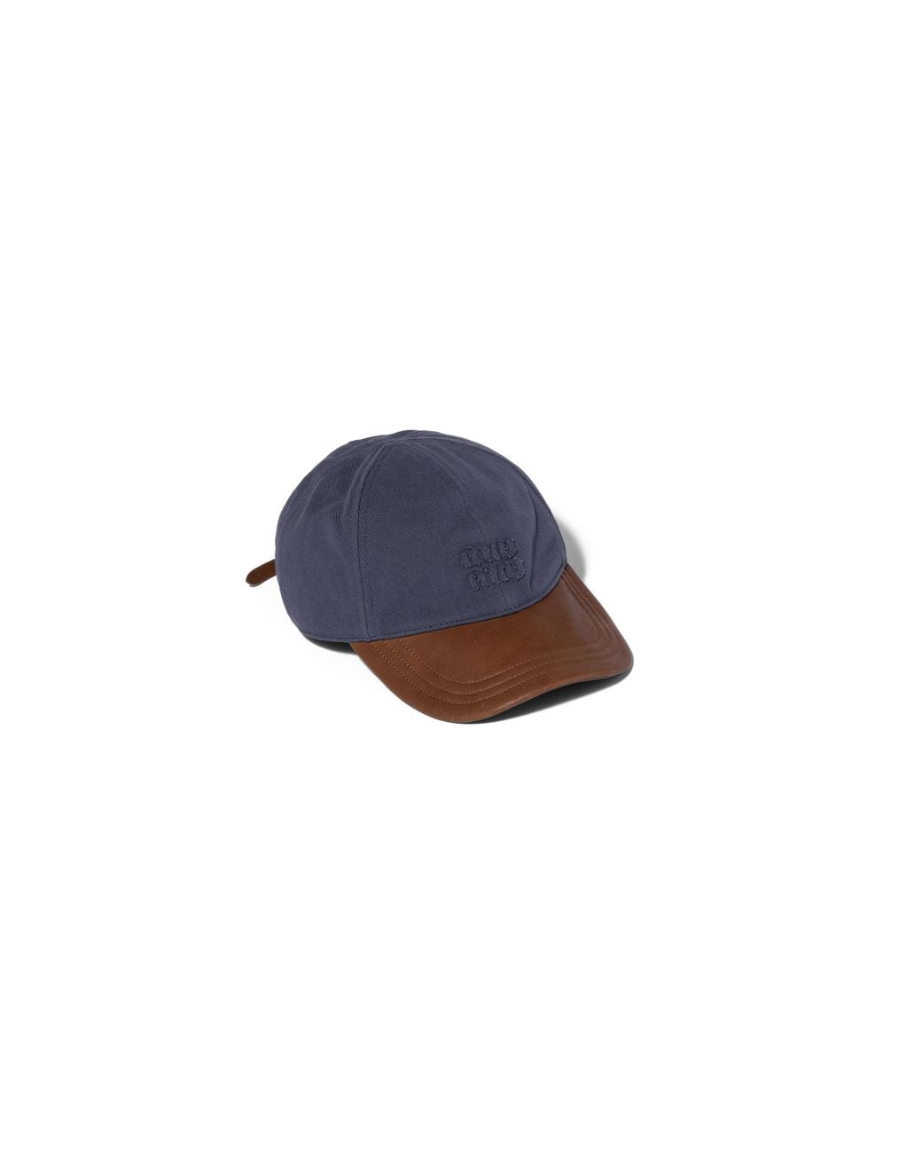 Miu Miu Blue Drill And Nappa Leather Baseball Cap