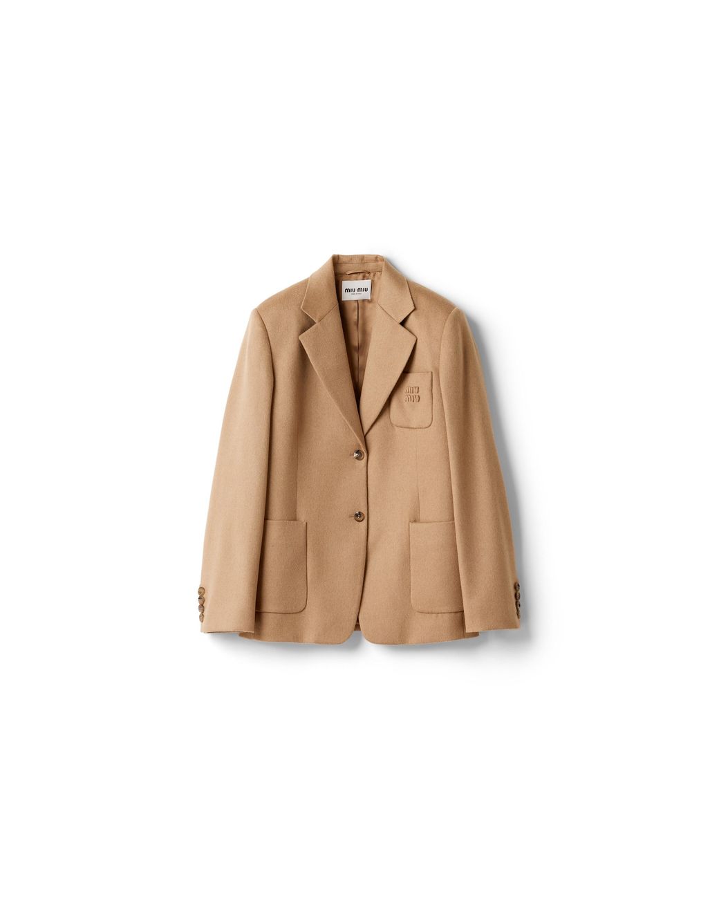 Miu Miu Natural Single-Breasted Camel Hair Jacket