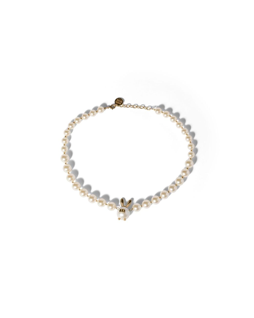 Miu Miu Metallic Metal And Pearl Necklace