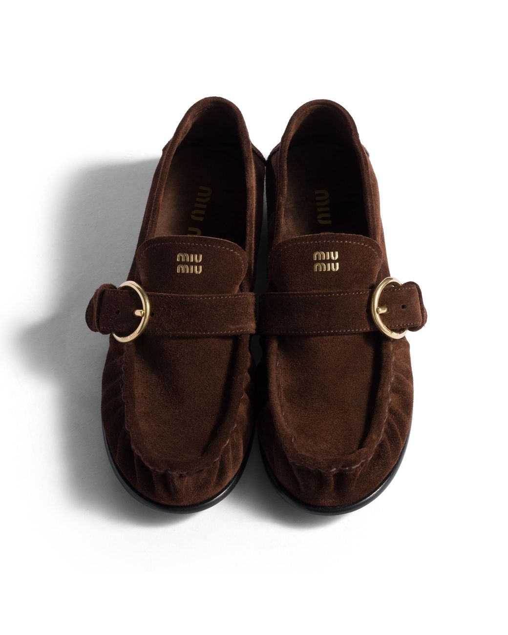 Miu Miu Brown Suede Loafers With Buckle