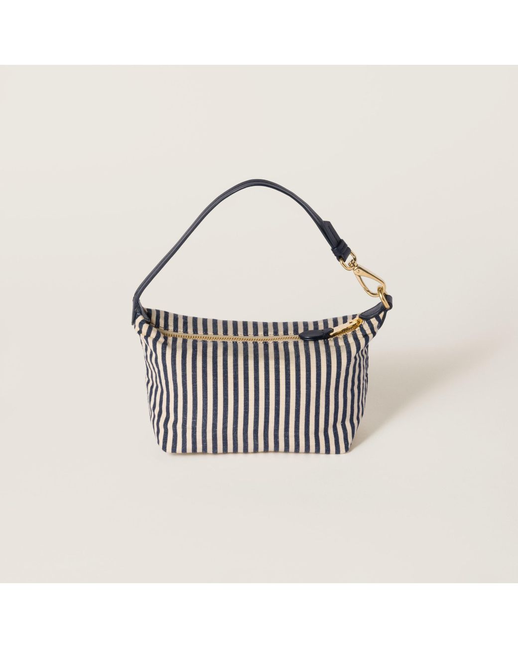 ☆送料・関税込☆MIUMIU★Striped Fabric Drawstring Pouch★ Tan/caramel Striped Fabric Drawstring Pouch | Miu Miu