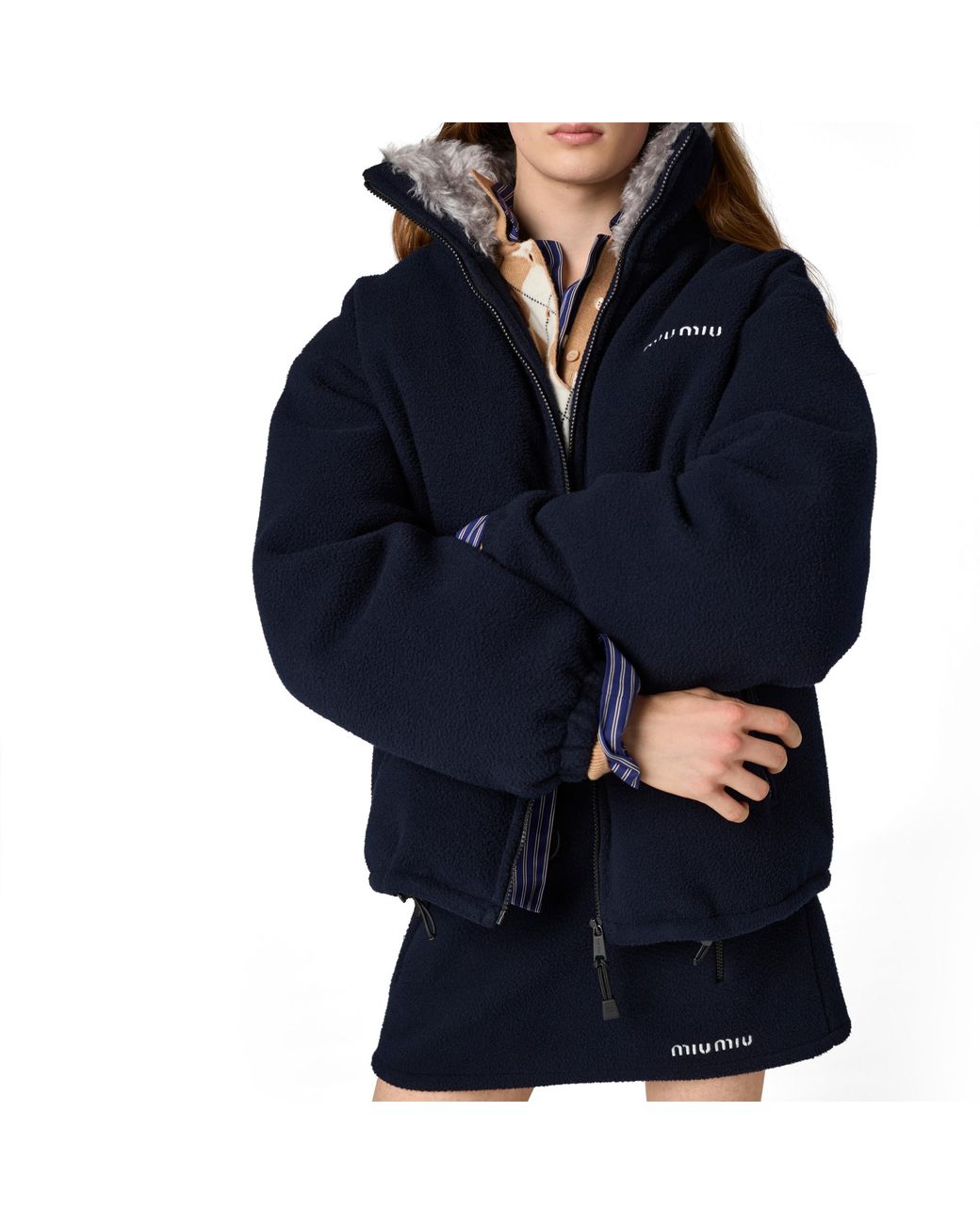 Miu Miu Blue Fleece Down Jacket