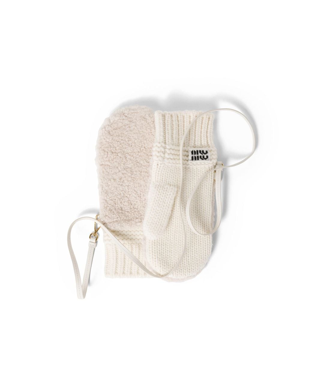 Miu Miu White Wool, Cashmere And Shearling Mittens