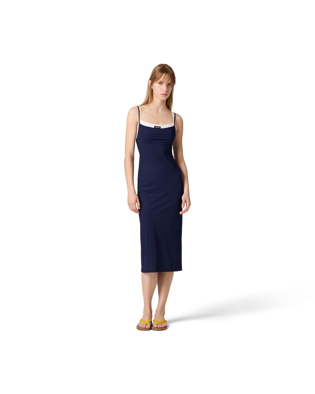 Miu Miu Blue Stretch Jersey Midi-Dress