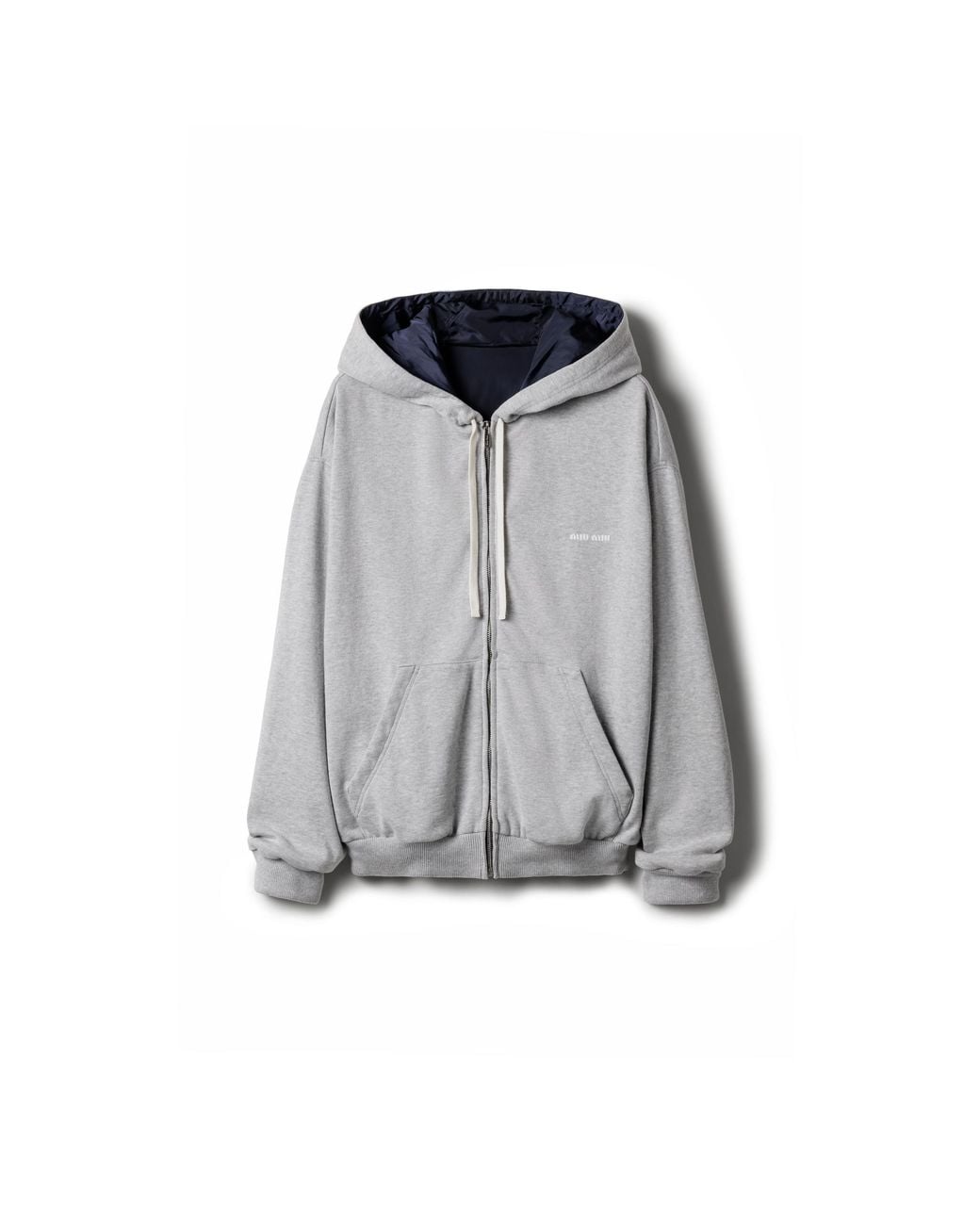 Miu Miu Gray Jersey And Technical Pongé Blouson Jacket