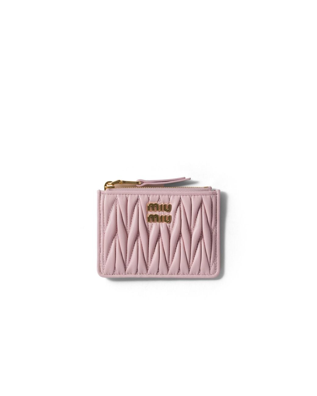 Miu Miu Pink Matelassé Nappa Leather Card Holder