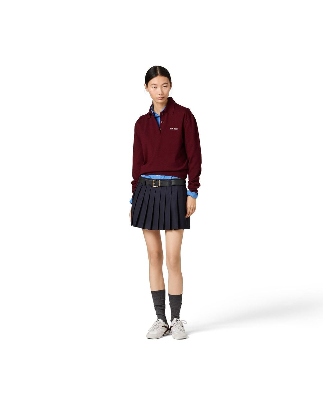 Miu Miu Blue Pleated Batavia Miniskirt