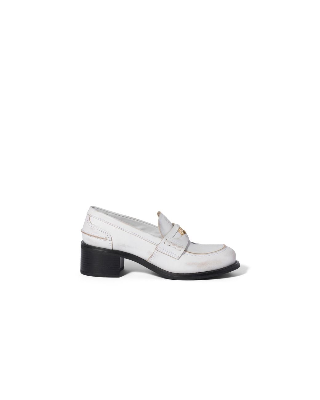 Miu Miu White Decò Calf Leather Loafers