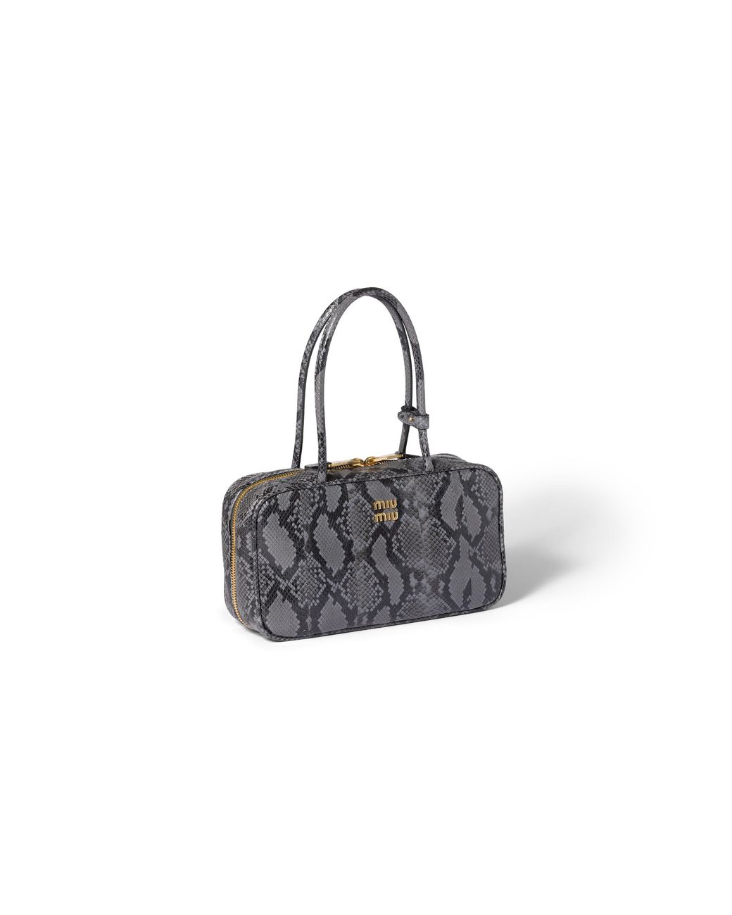 Miu Miu Gray Beau Python-Printed Ayers Leather Bag