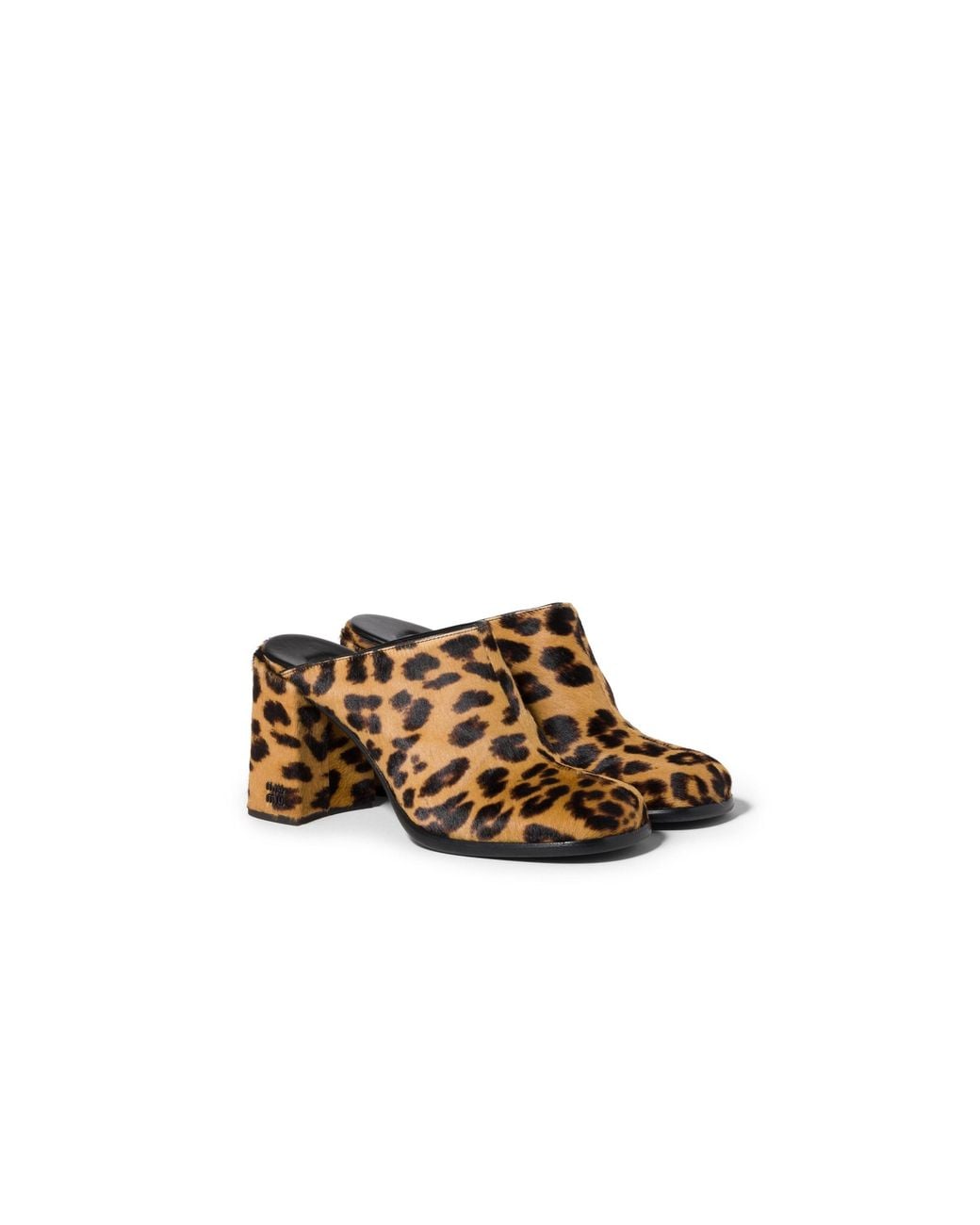 Miu Miu Brown Printed Leather Mules