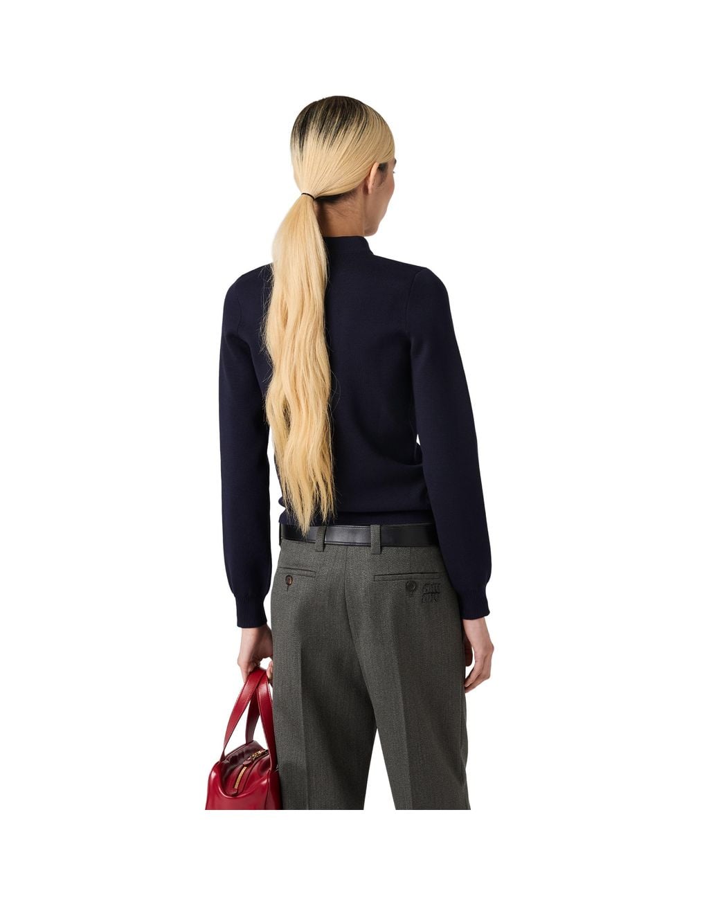 Miu Miu Blue Wool Half-Zipper Sweater