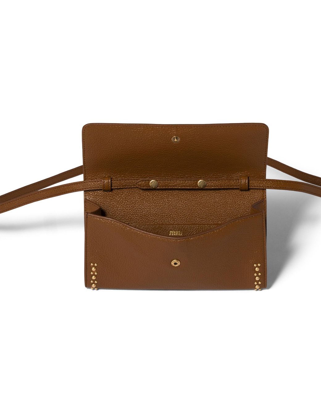 Miu Miu Brown Leather Wallet With Shoulder Strap