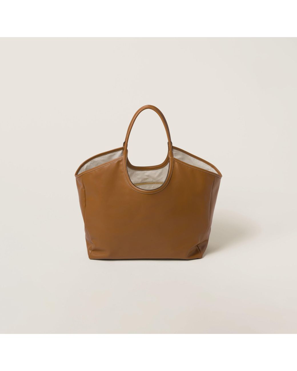 ★関税込み★ MiuMiu BROWN LEATHER IVY TOTE BAG Miu Miu Ivy Tote Bag in Brown | Lyst