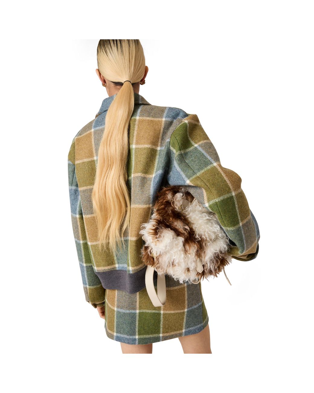 Miu Miu Green Checked Blouson Jacket
