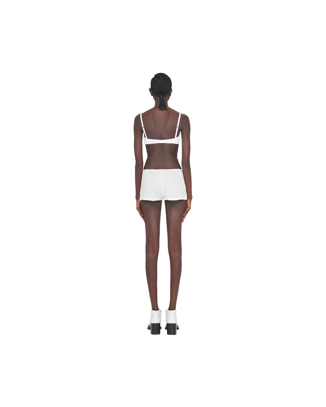 Miu Miu White Ribbed Knit Boxer Shorts