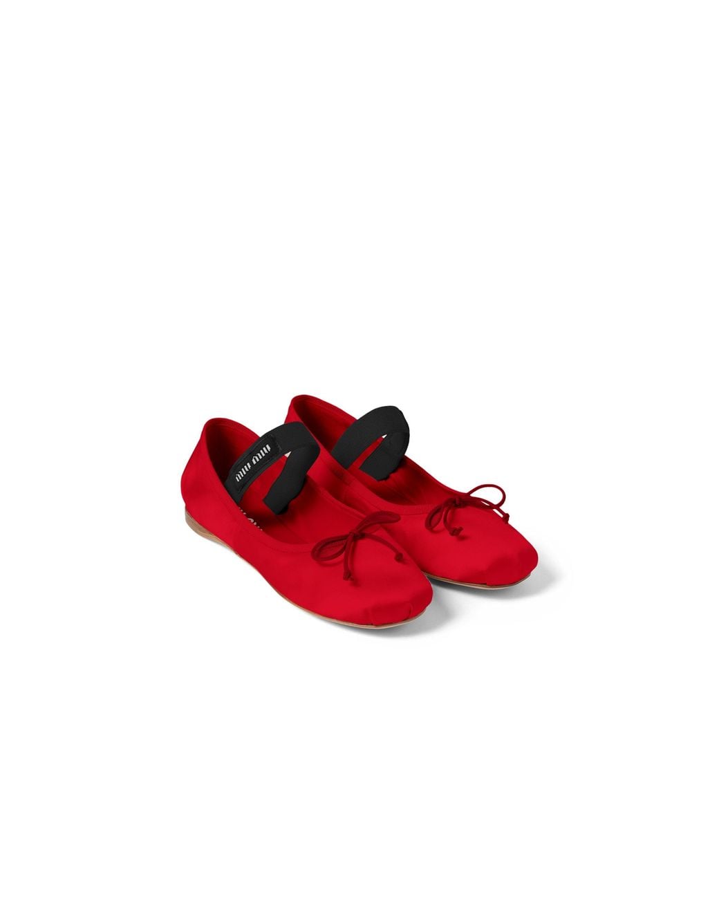 Miu Miu Red Satin Ballerinas