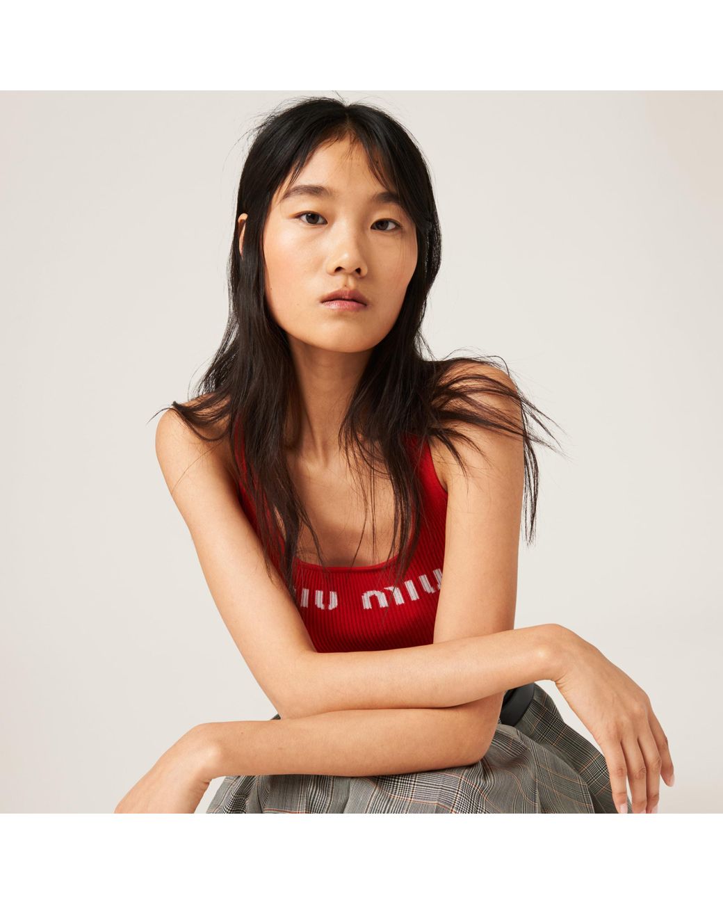 Miu Miu Viscose Top in Red | Lyst