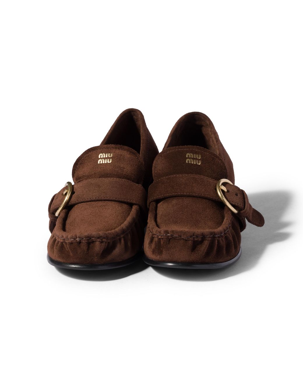 Miu Miu Brown Suede Loafers With Buckle