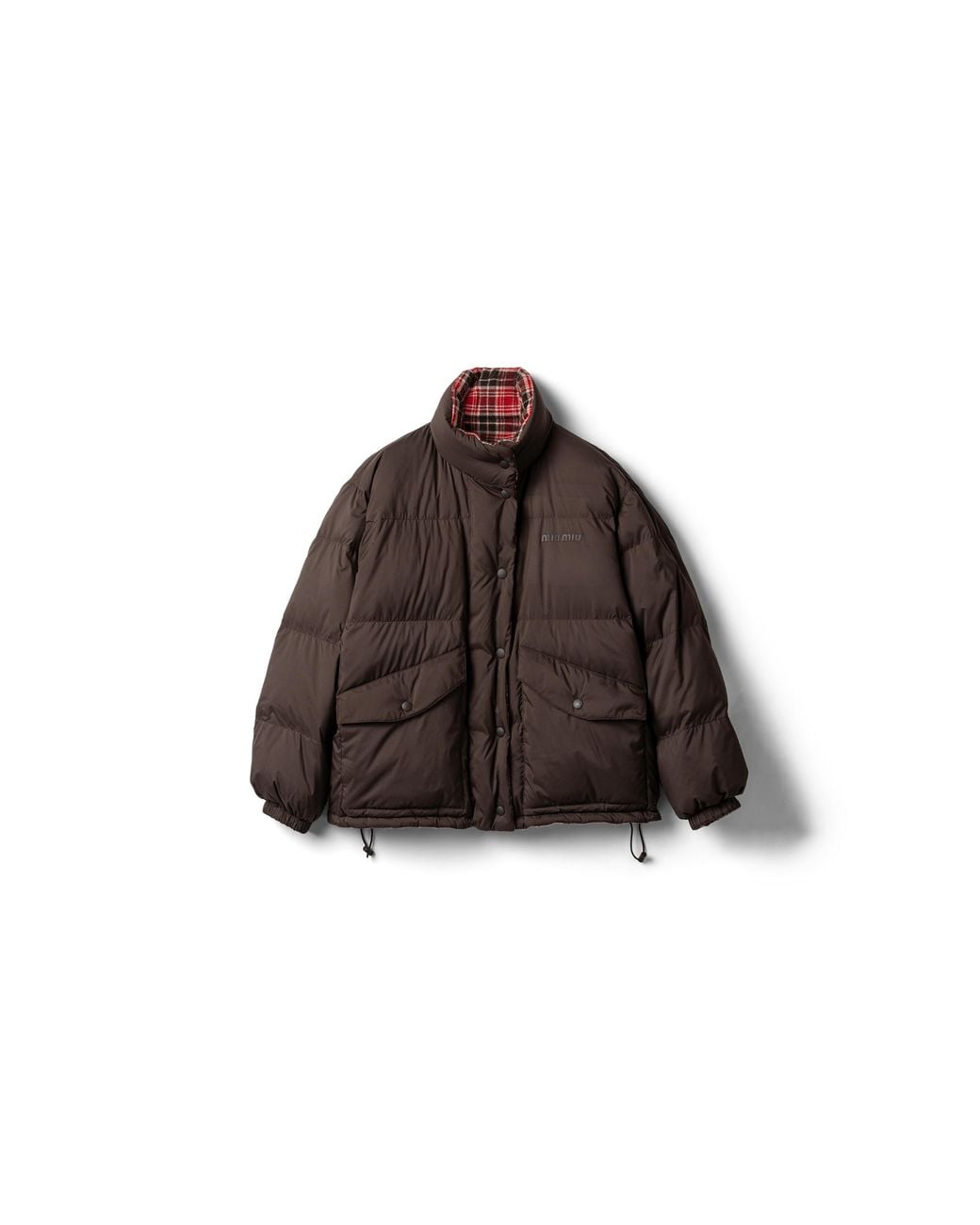 Miu Miu Brown Technical Pongé Reversible Down Jacket