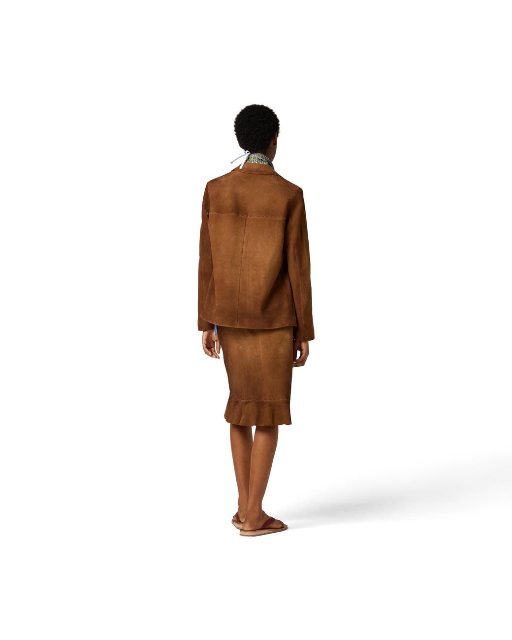 Miu Miu Brown Waxed Suede Skirt