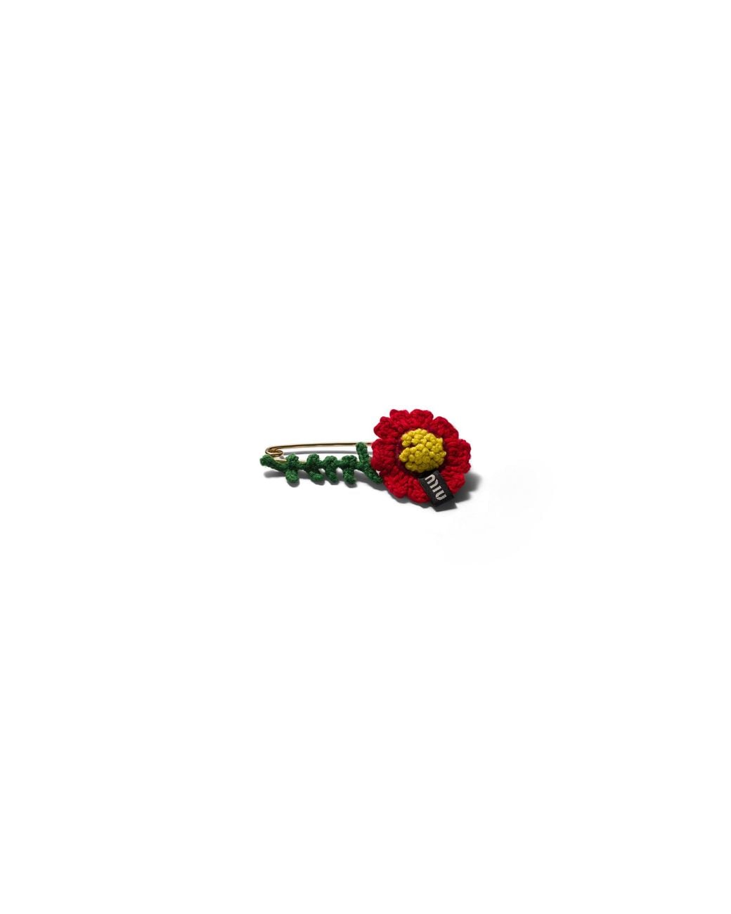 Miu Miu Red Crochet Brooch
