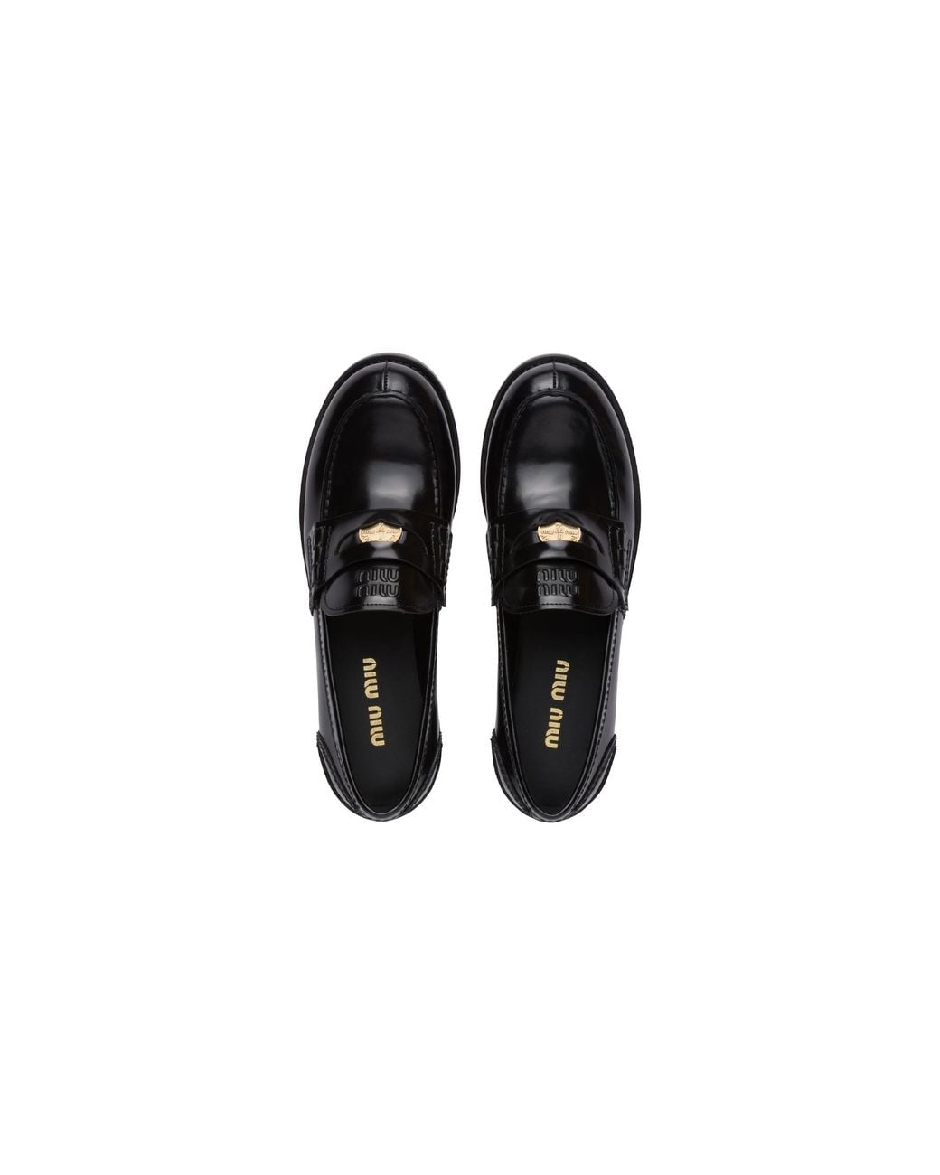 Miu Miu Black Brushed Leather Penny Loafers